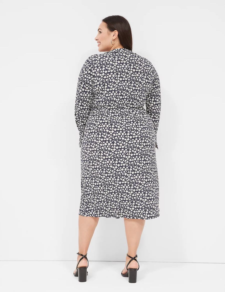 Μίντι Φόρεμα γυναικεια Lane Bryant Faux-Wrap Collar Jersey σκουρο μπλε | VUF687QI