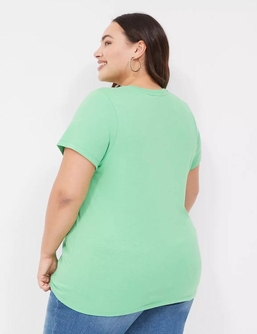 Μπλουζακια Αμανικα γυναικεια Lane Bryant Feeling Lucky Graphic Tee ανοιχτο πρασινο | VWM8229YT