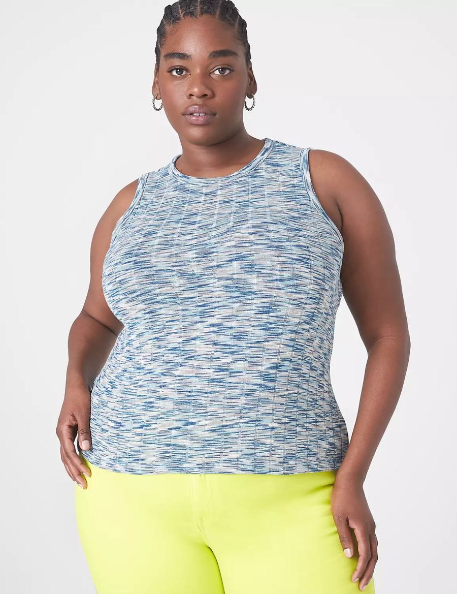 Μπλουζακια Αμανικα γυναικεια Lane Bryant Fitted Crop Crew-Neck ανοιχτο τυρκουάζ | WIK527MZ