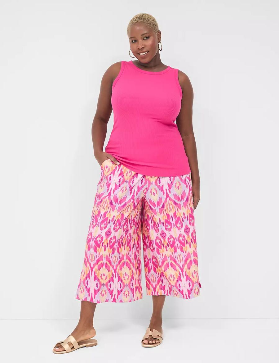 Μπλουζακια Αμανικα γυναικεια Lane Bryant Fitted High-Neck Rib ροζ | AKE1912LZ