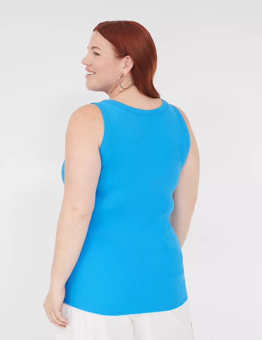 Μπλουζακια Αμανικα γυναικεια Lane Bryant Fitted High-Neck Rib μπλε | IND6127OC