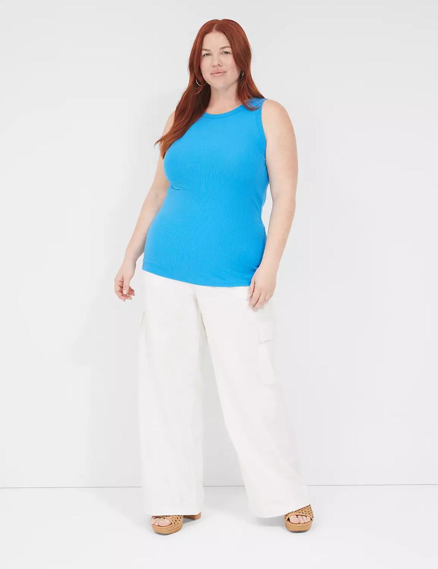 Μπλουζακια Αμανικα γυναικεια Lane Bryant Fitted High-Neck Rib μπλε | IND6127OC