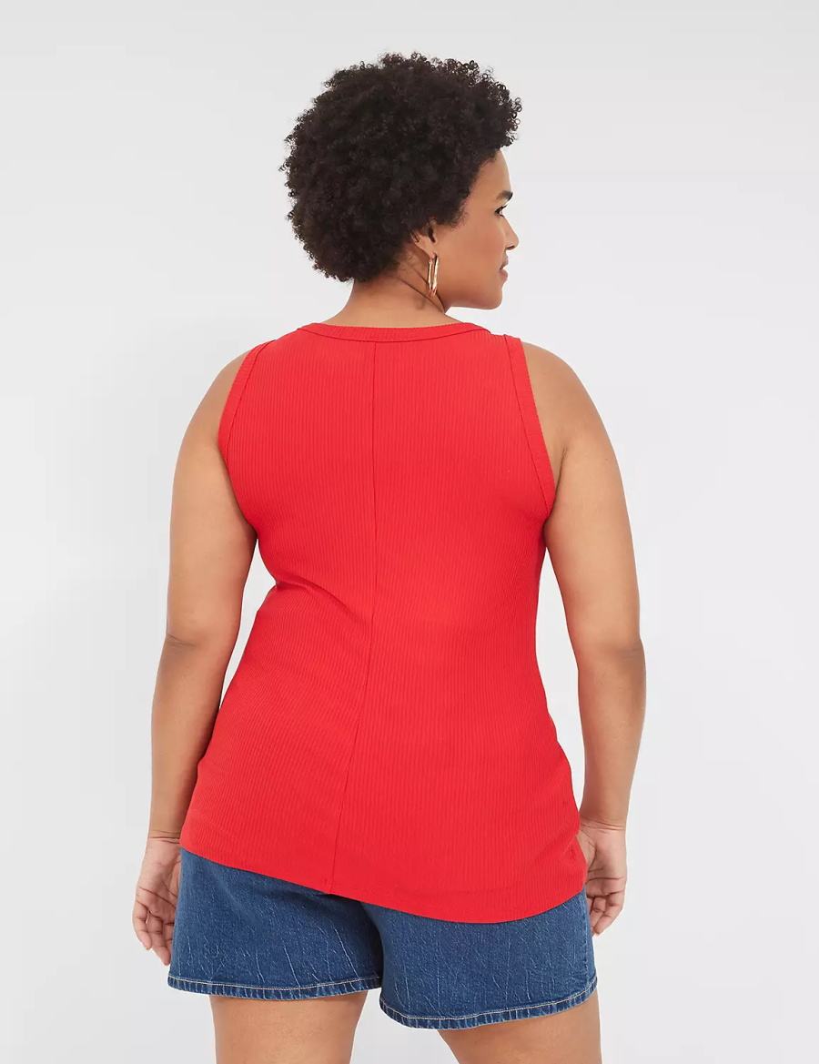 Μπλουζακια Αμανικα γυναικεια Lane Bryant Fitted High-Neck Rib κοκκινα | ZAQ5112TR