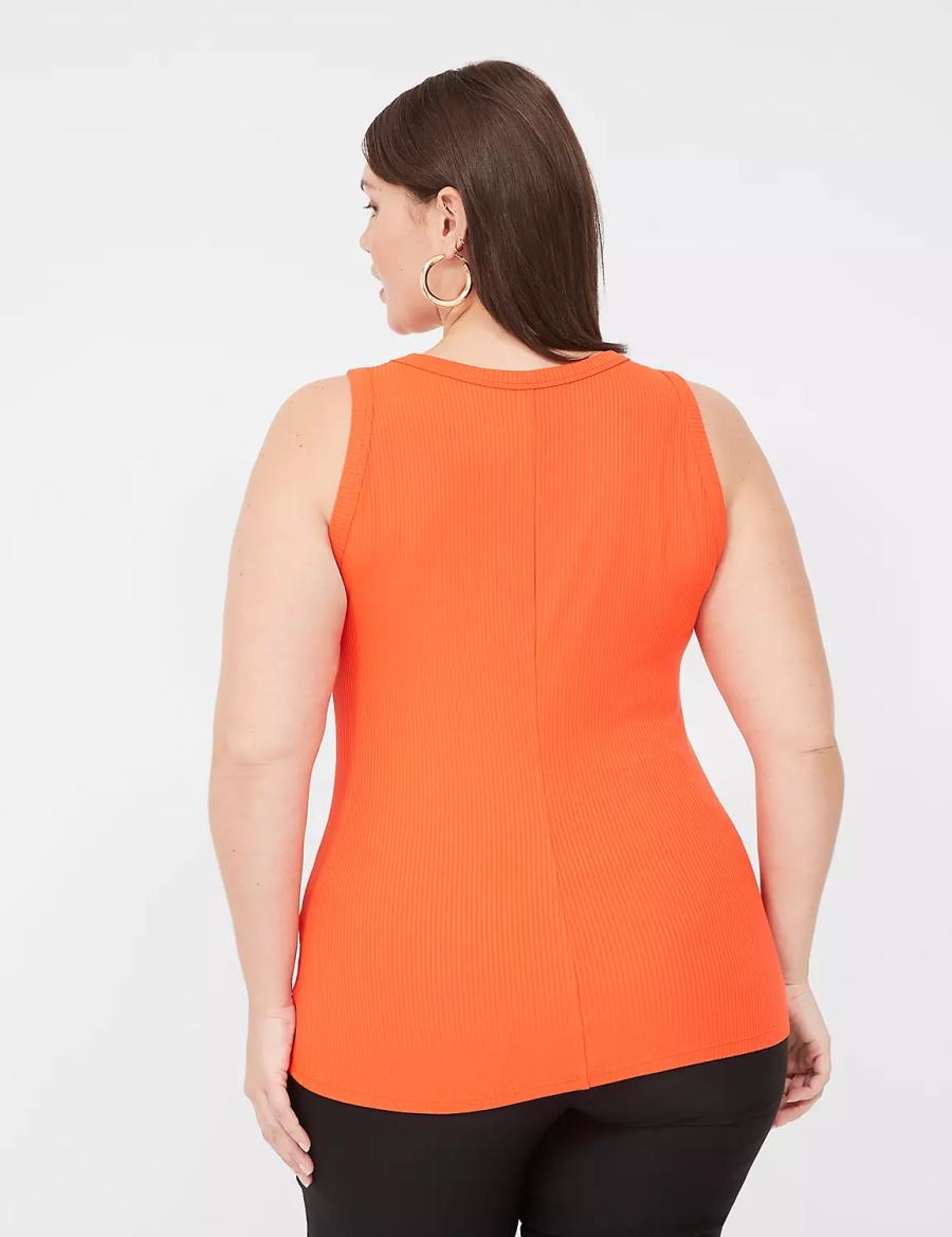 Μπλουζακια Αμανικα γυναικεια Lane Bryant Fitted High-Neck Rib ανοιχτο κοκκινα | MRA4790WU