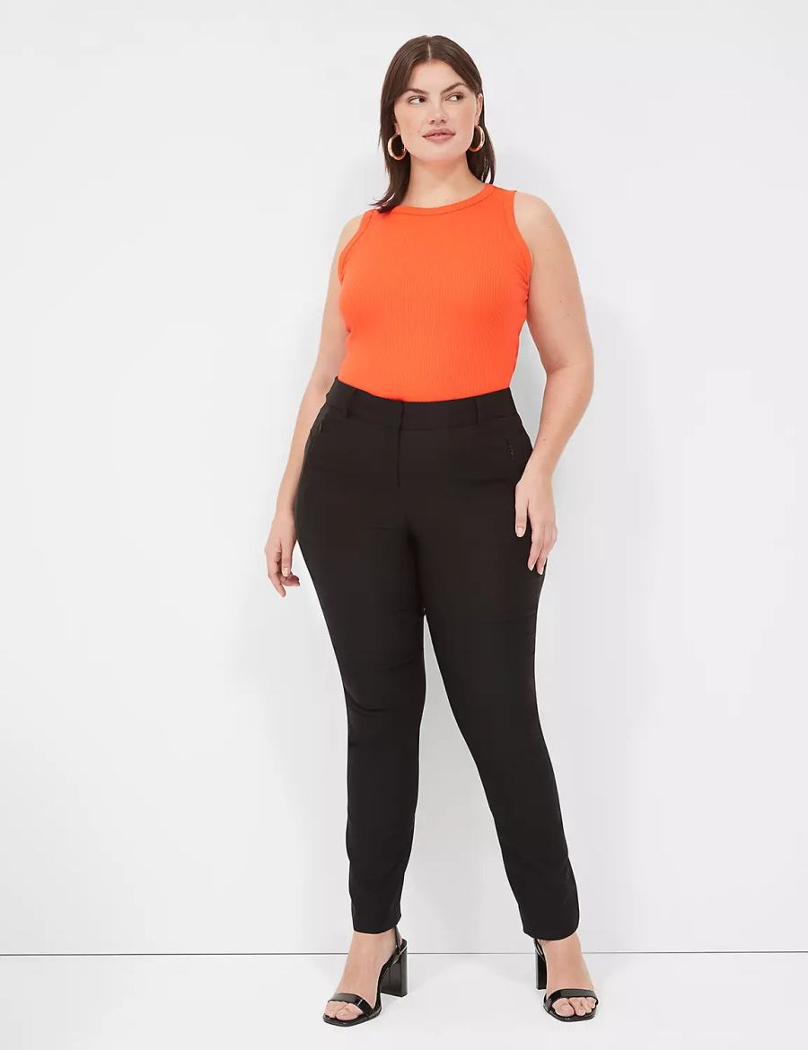 Μπλουζακια Αμανικα γυναικεια Lane Bryant Fitted High-Neck Rib ανοιχτο κοκκινα | MRA4790WU