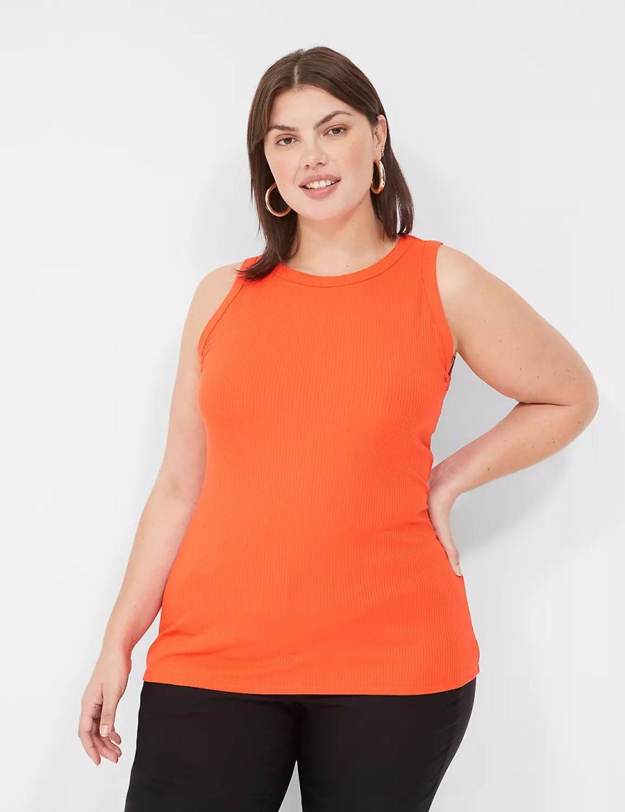 Μπλουζακια Αμανικα γυναικεια Lane Bryant Fitted High-Neck Rib ανοιχτο κοκκινα | MRA4790WU