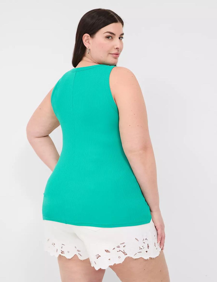 Μπλουζακια Αμανικα γυναικεια Lane Bryant Fitted High-Neck Rib ανοιχτο τυρκουάζ | XLW7725PN