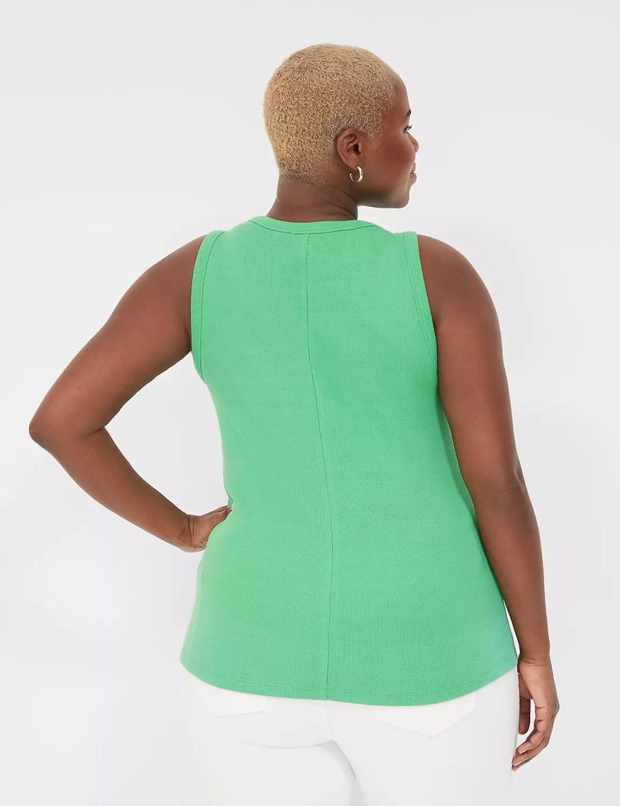 Μπλουζακια Αμανικα γυναικεια Lane Bryant Fitted High-Neck Ribbed πρασινο | HET398DO