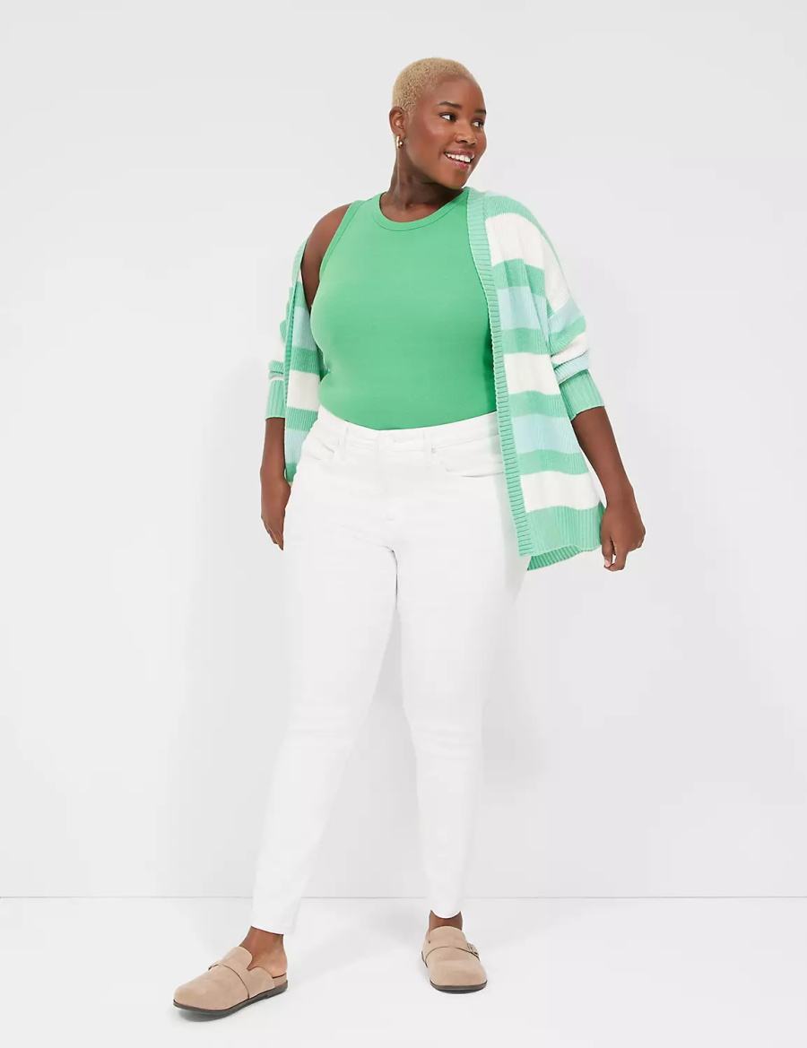 Μπλουζακια Αμανικα γυναικεια Lane Bryant Fitted High-Neck Ribbed πρασινο | HET398DO