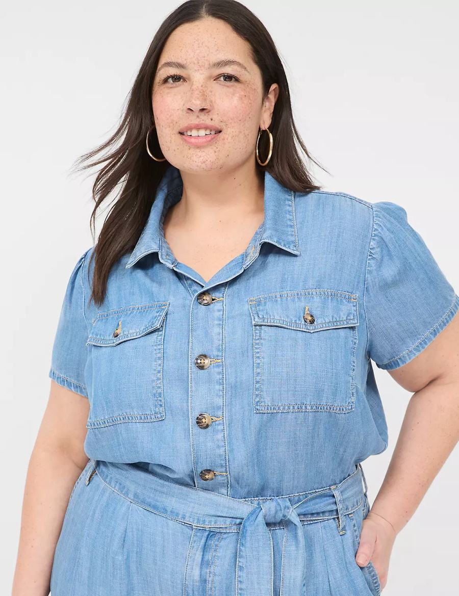 Ολοσωμη Φορμα γυναικεια Lane Bryant Fluid Denim ανοιχτο μπλε | BWF2552BM