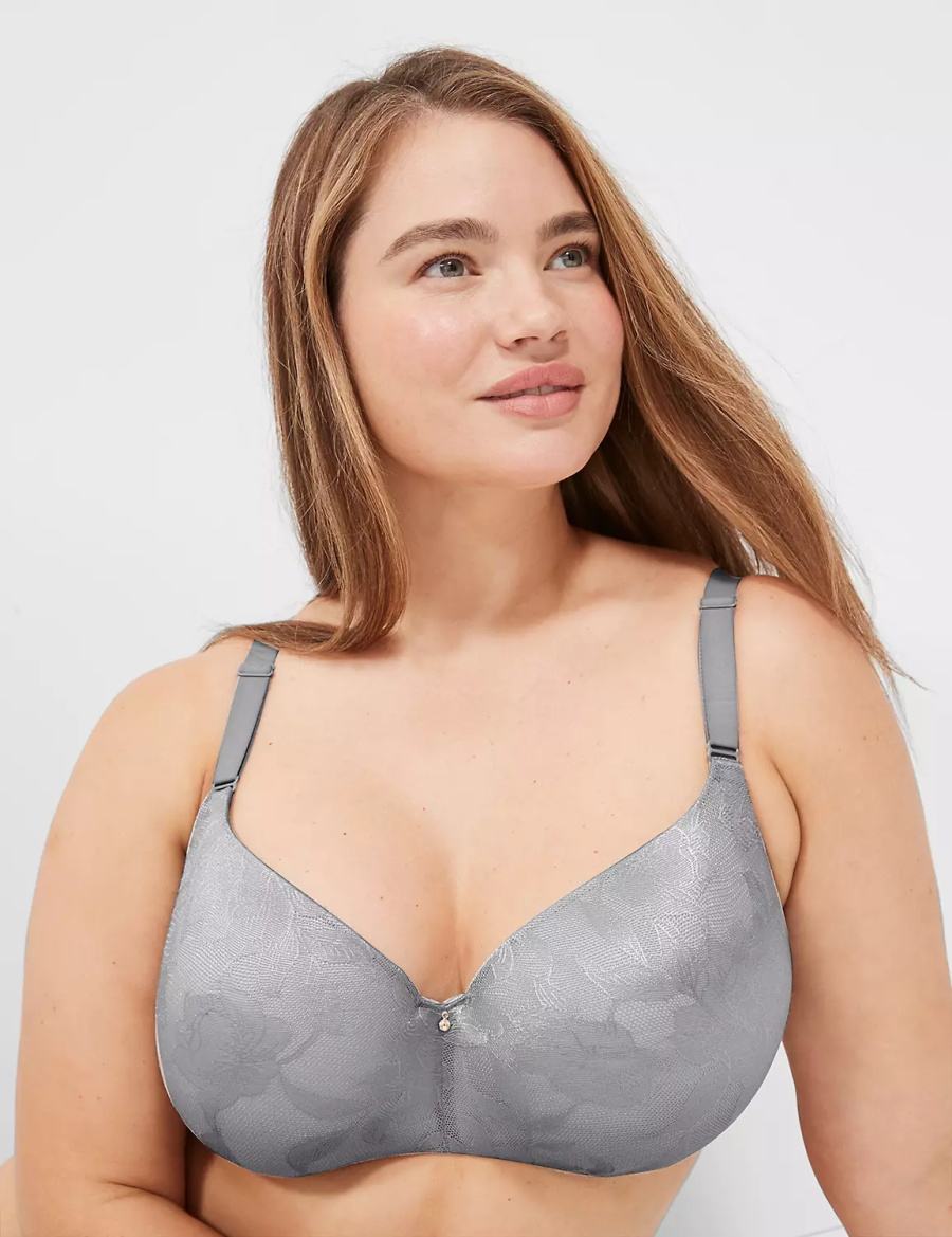 Σουτιέν Μπαλκονέτ γυναικεια Lane Bryant Invisible Lace Backsmoother Lightly Lined γκρι | YQY831DZ