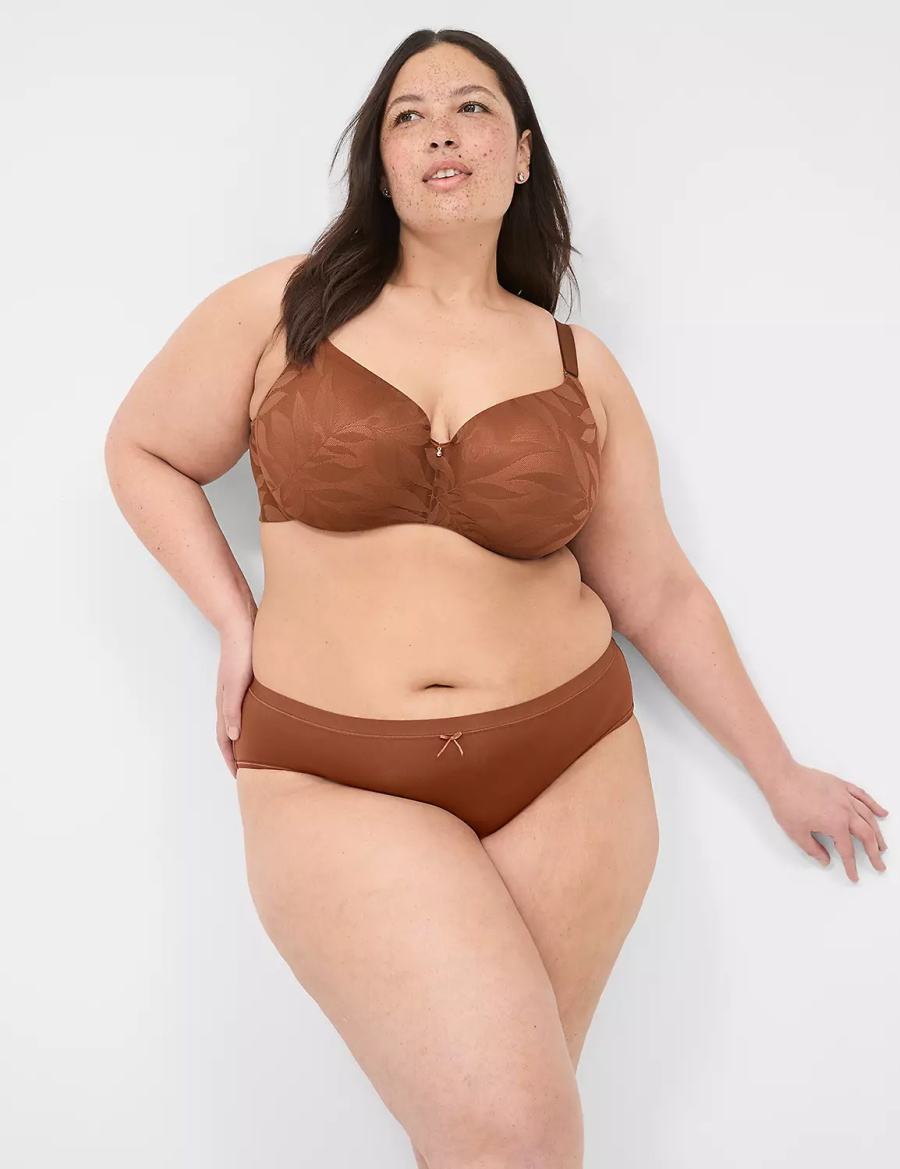 Σουτιέν Μπαλκονέτ γυναικεια Lane Bryant Invisible Lace Backsmoother Lightly Lined σοκολάτα | CEI5179BO