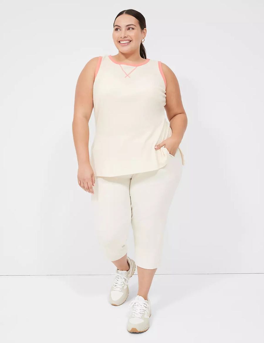 Μπλουζακια Αμανικα γυναικεια Lane Bryant LIVI Crew-Neck Rib ασπρα | VBQ6586PO