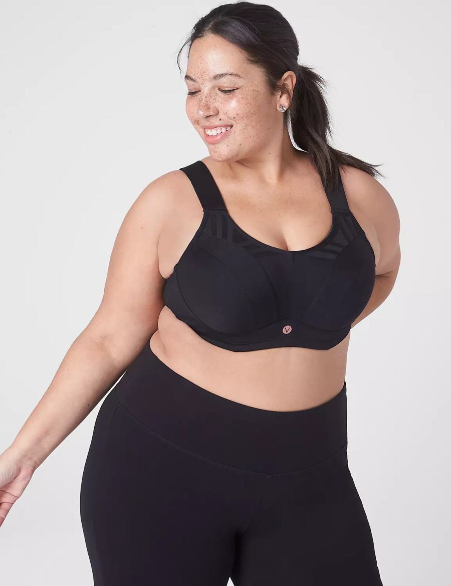 Αθλητικο Σουτιεν γυναικεια Lane Bryant LIVI Max Support Wicking Underwire μαυρα | DLK556SV