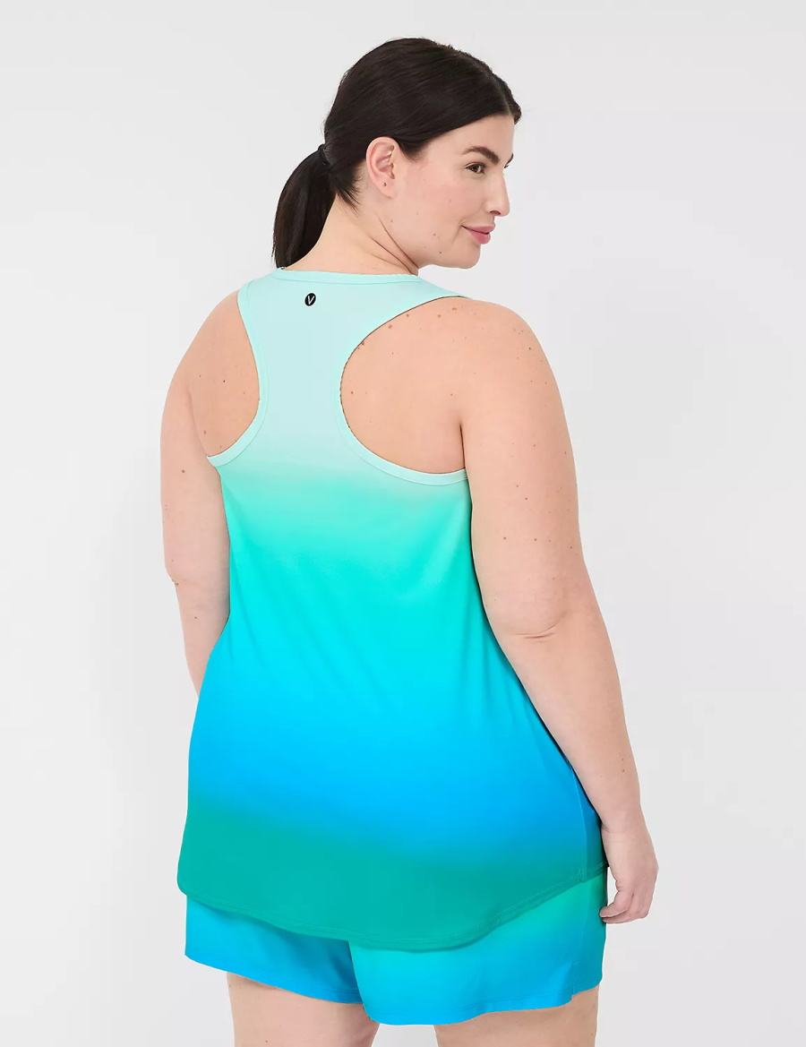 Μπλουζακια Αμανικα γυναικεια Lane Bryant LIVI Scoop-Neck Wicking Racerback πρασινο | XHO2494WB