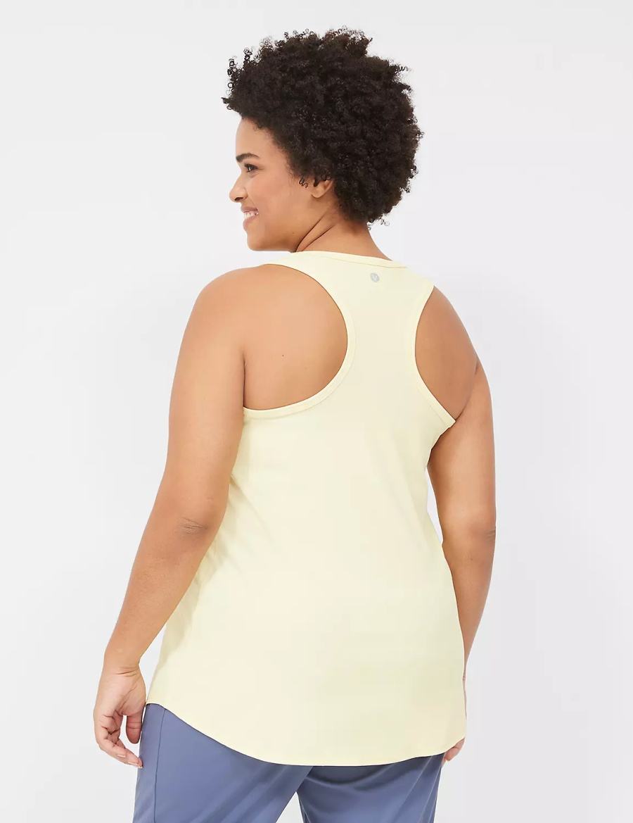 Μπλουζακια Αμανικα γυναικεια Lane Bryant LIVI Scoop-Neck Wicking Rib Racerback κίτρινα | KZZ6914MR