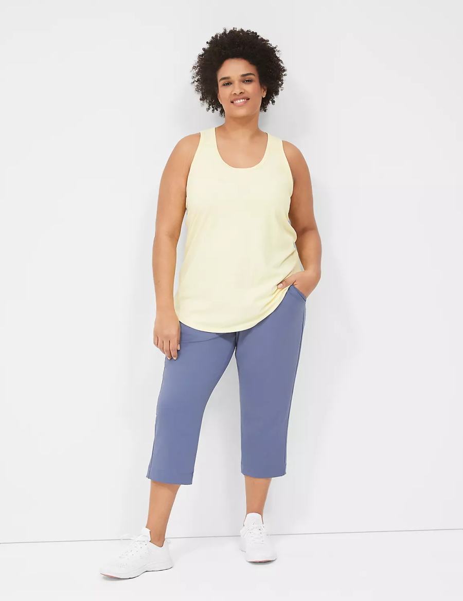 Μπλουζακια Αμανικα γυναικεια Lane Bryant LIVI Scoop-Neck Wicking Rib Racerback κίτρινα | KZZ6914MR