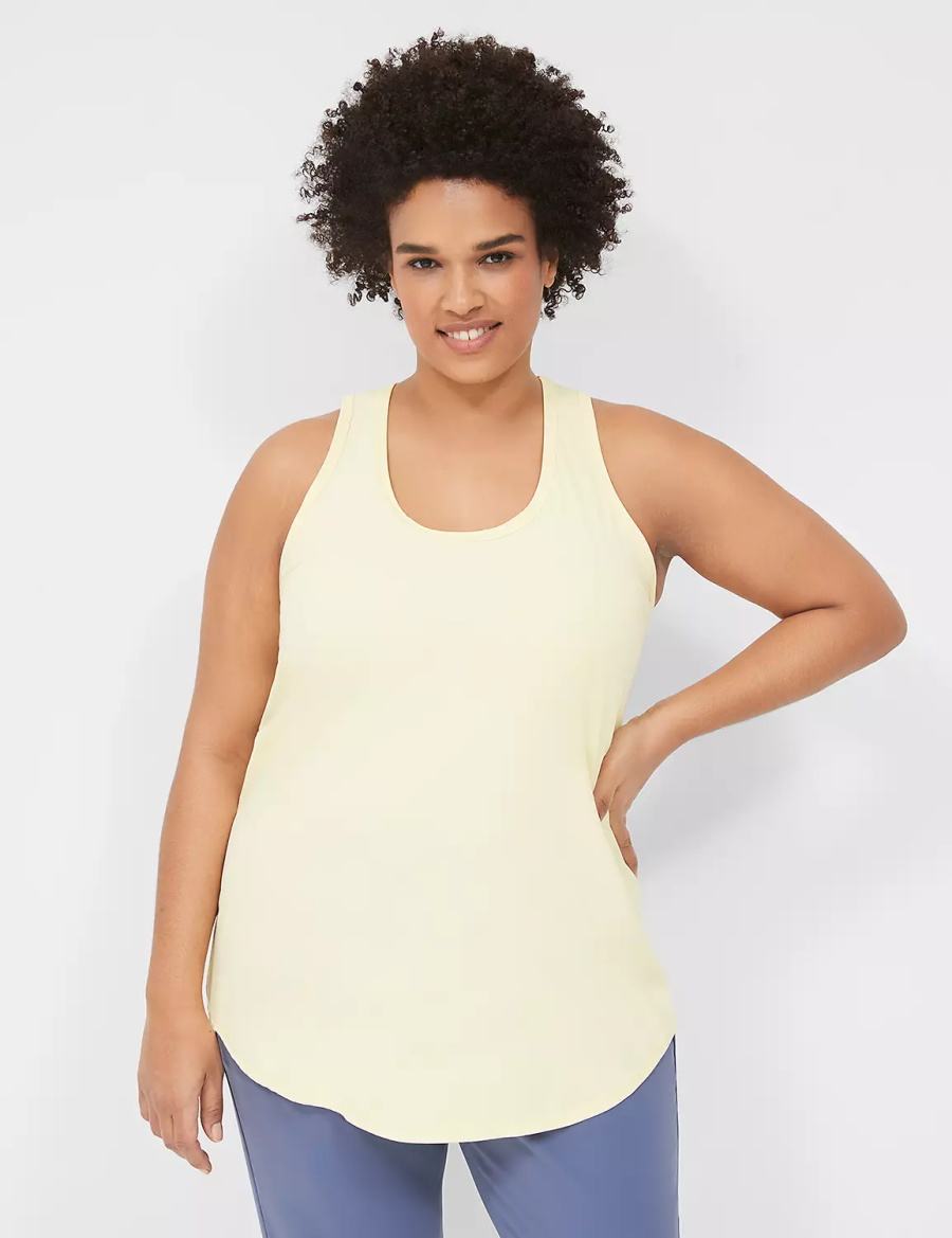 Μπλουζακια Αμανικα γυναικεια Lane Bryant LIVI Scoop-Neck Wicking Rib Racerback κίτρινα | KZZ6914MR