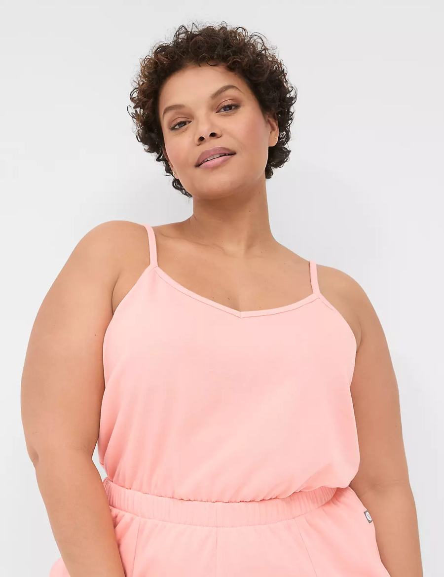 Ολοσωμη Φορμα γυναικεια Lane Bryant LIVI Sleeveless French Terry ροζ | DBF3330QC