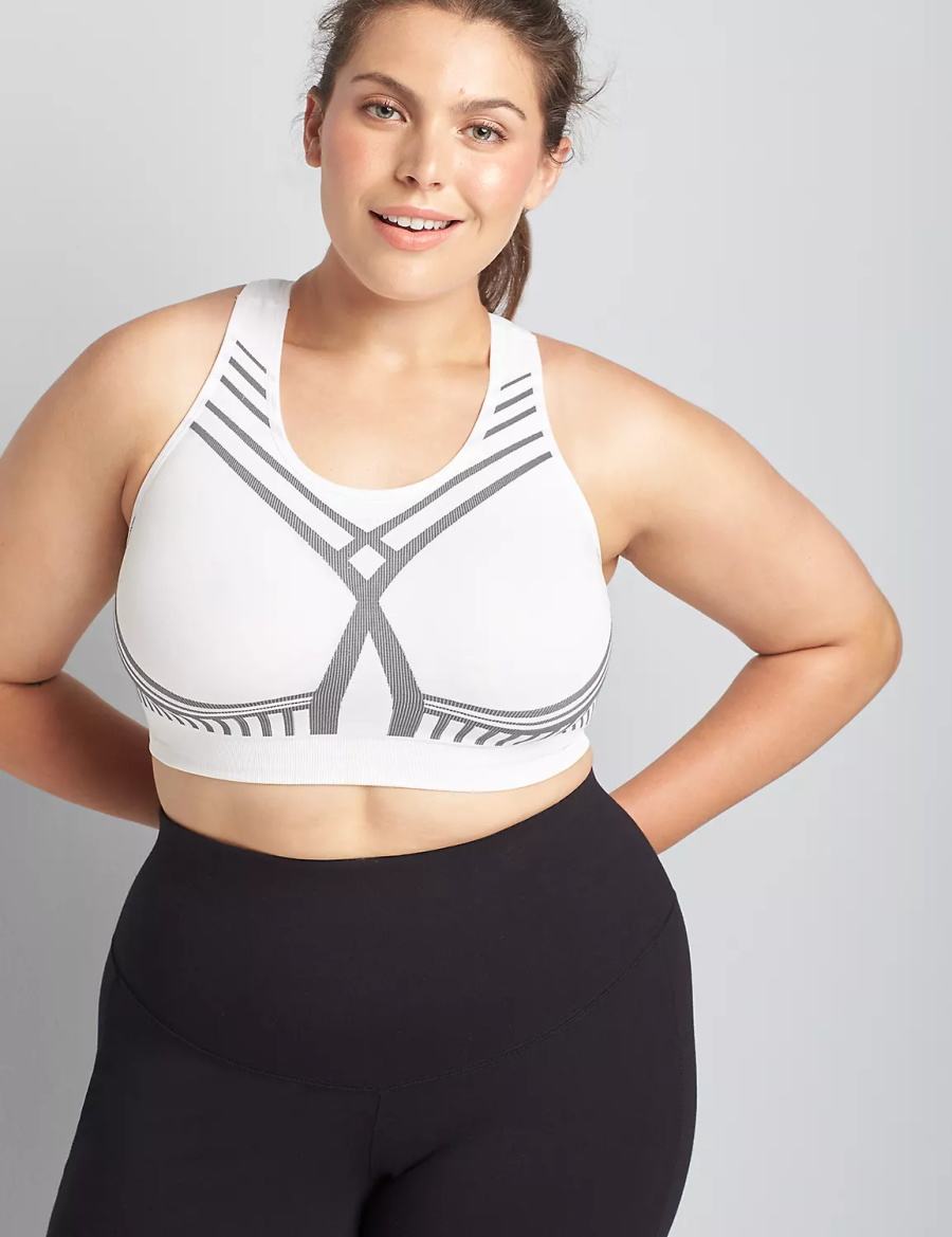 Αθλητικο Σουτιεν γυναικεια Lane Bryant LIVI Wireless Medium-Impact Seamless ασπρα | UBF9952KE