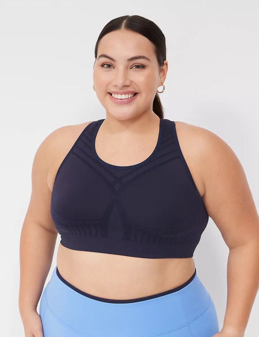 Αθλητικο Σουτιεν γυναικεια Lane Bryant LIVI Wireless Medium-Impact Seamless μπλε | QWL8670ZI