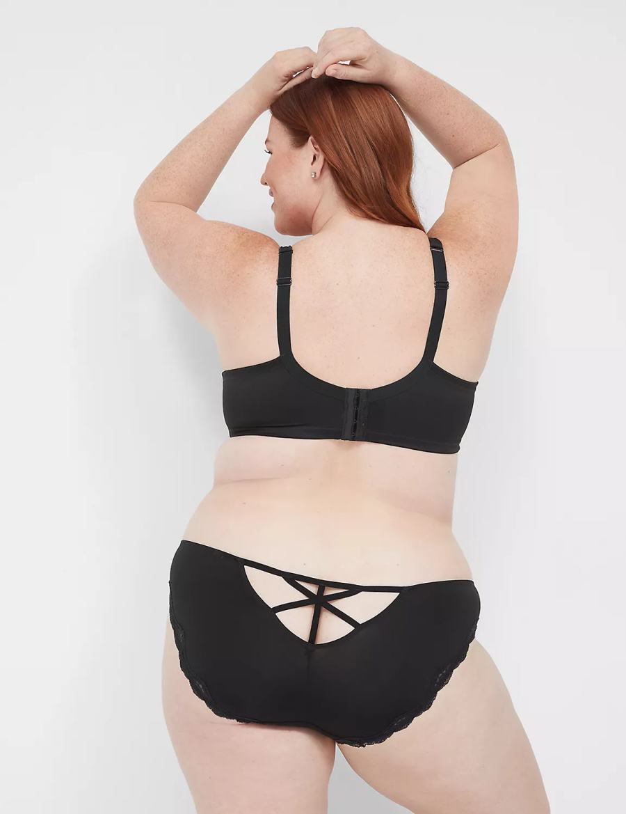 Μπικίνι Κιλότ γυναικεια Lane Bryant Lace-Trim μαυρα | MUA9362HY