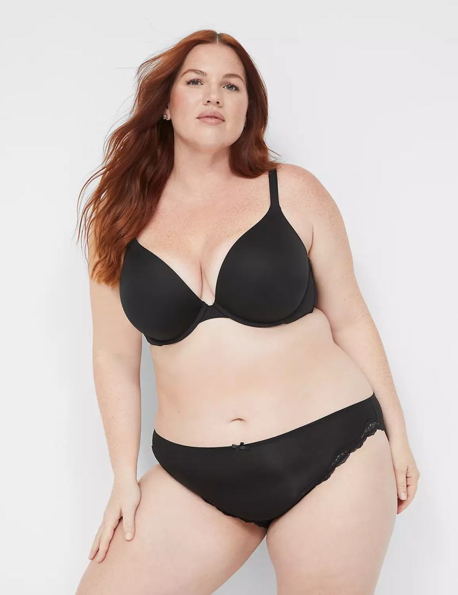 Μπικίνι Κιλότ γυναικεια Lane Bryant Lace-Trim μαυρα | MUA9362HY