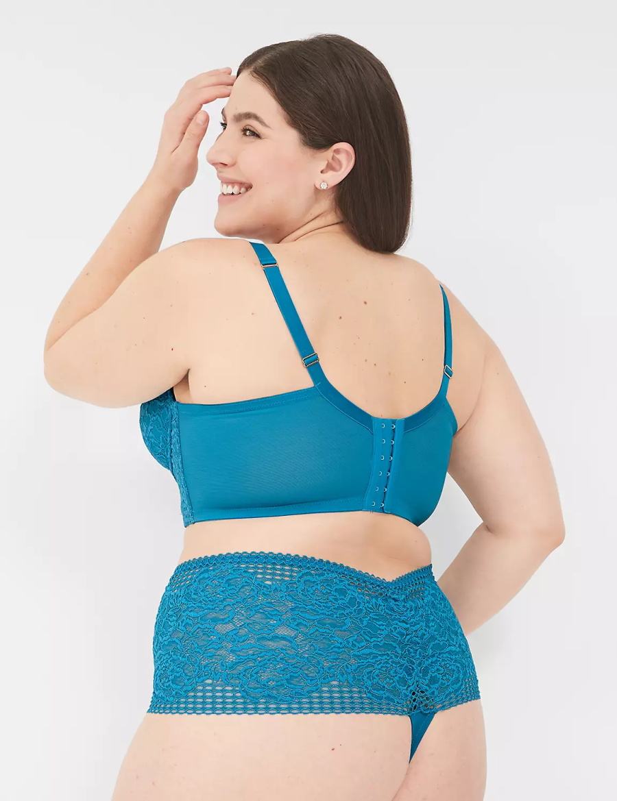 Σουτιέν Μπαλκονέτ γυναικεια Lane Bryant Lace Longline Boost μπλε | SXH4546HF