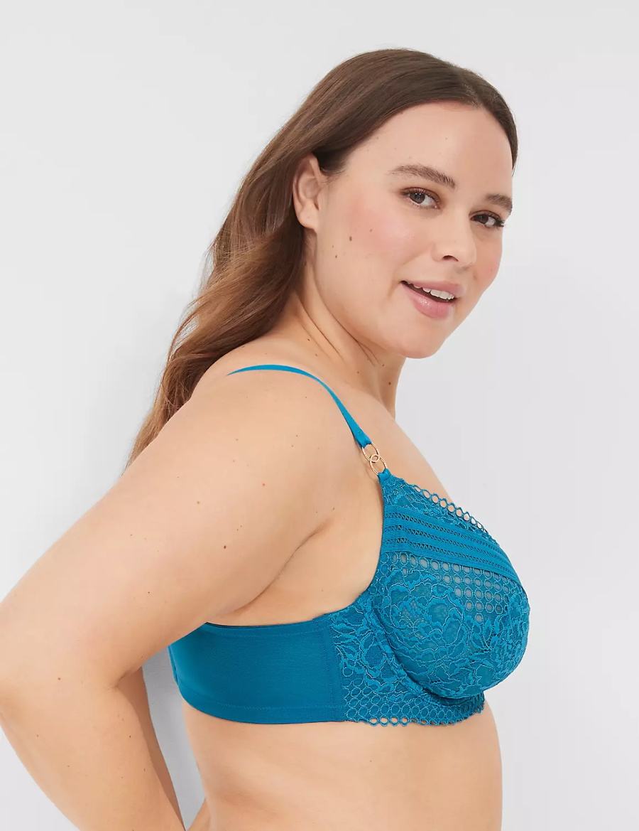 Σουτιέν Μπαλκονέτ γυναικεια Lane Bryant Lace Unlined μπλε | MEW1560IU