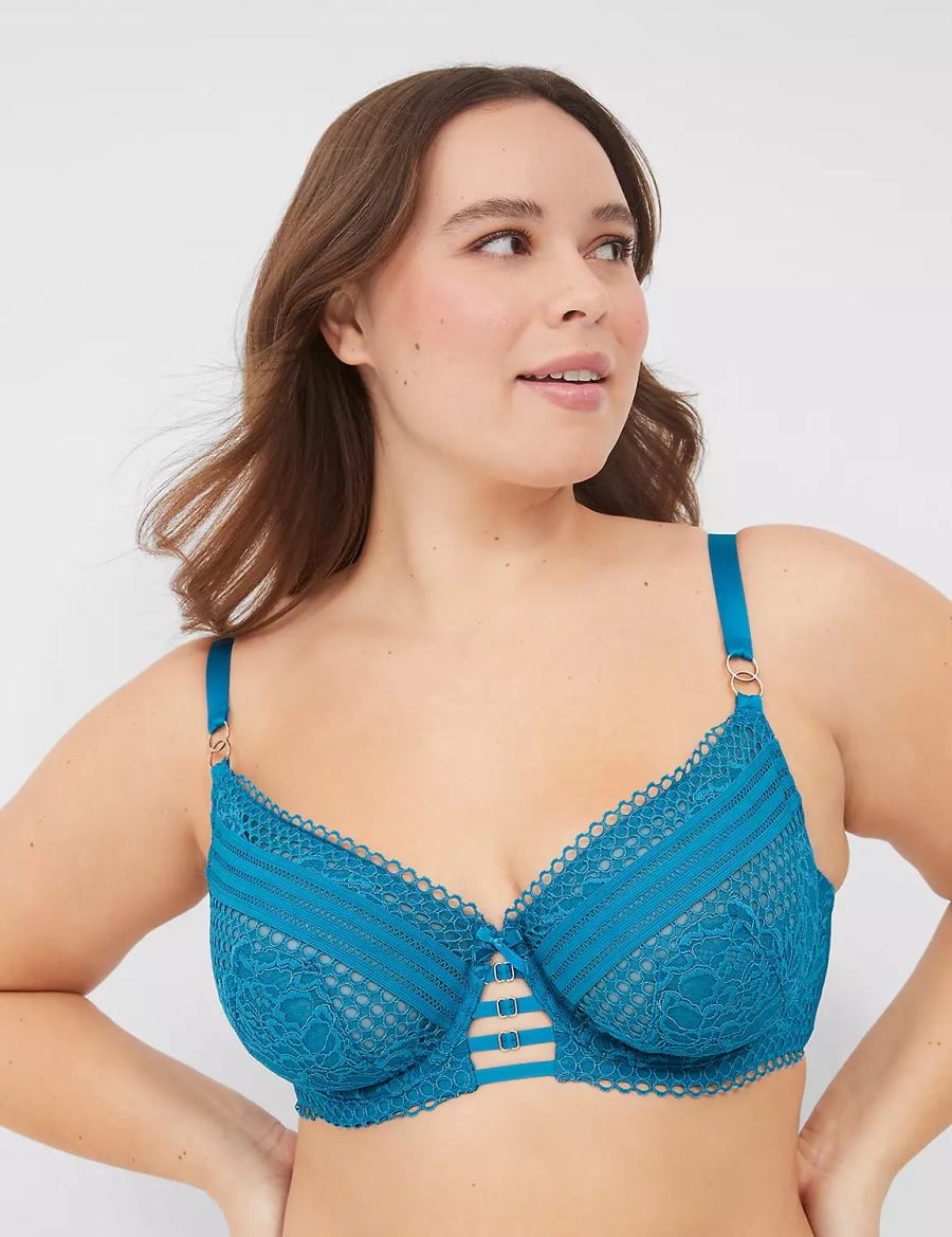 Σουτιέν Μπαλκονέτ γυναικεια Lane Bryant Lace Unlined μπλε | MEW1560IU