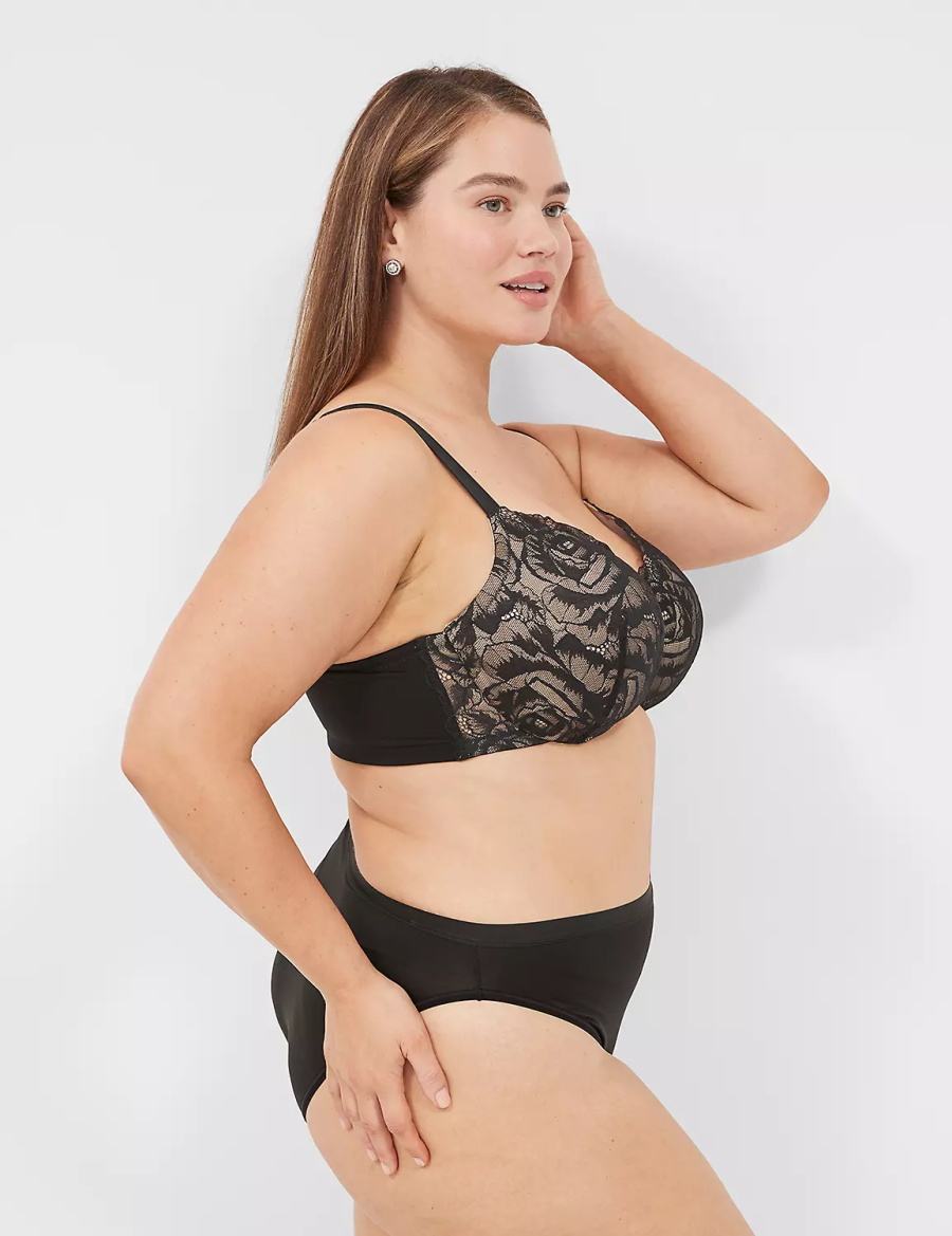 Σουτιέν Μπαλκονέτ γυναικεια Lane Bryant Lightly Lined With Lace μαυρα | USP1545AI