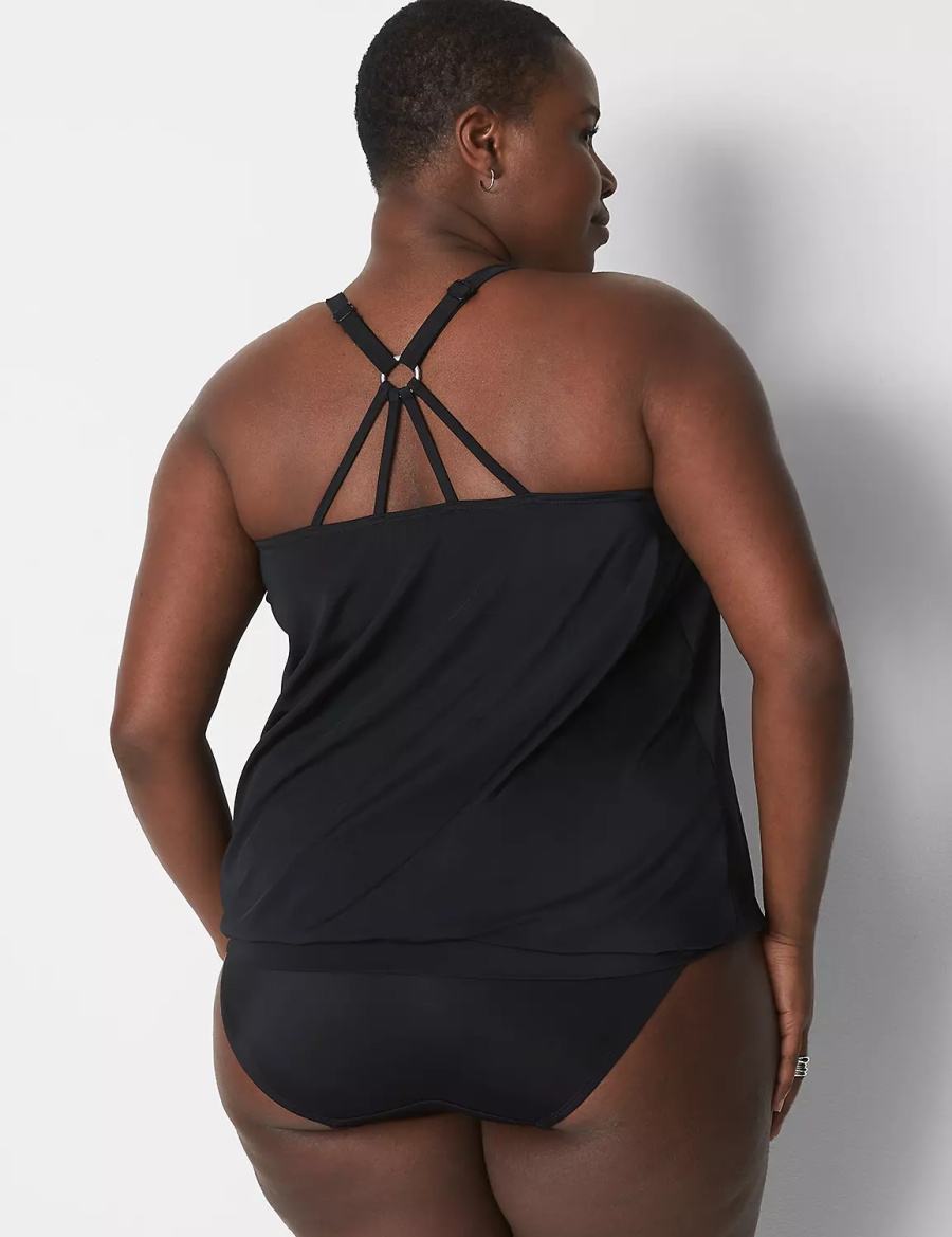 Μπικινι Τοπ γυναικεια Lane Bryant No-Wire Blouson Swim Tankini μαυρα | NWB3358ZD