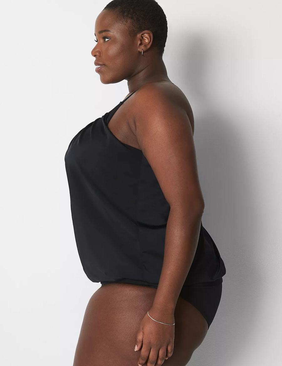 Μπικινι Τοπ γυναικεια Lane Bryant No-Wire Blouson Swim Tankini μαυρα | NWB3358ZD