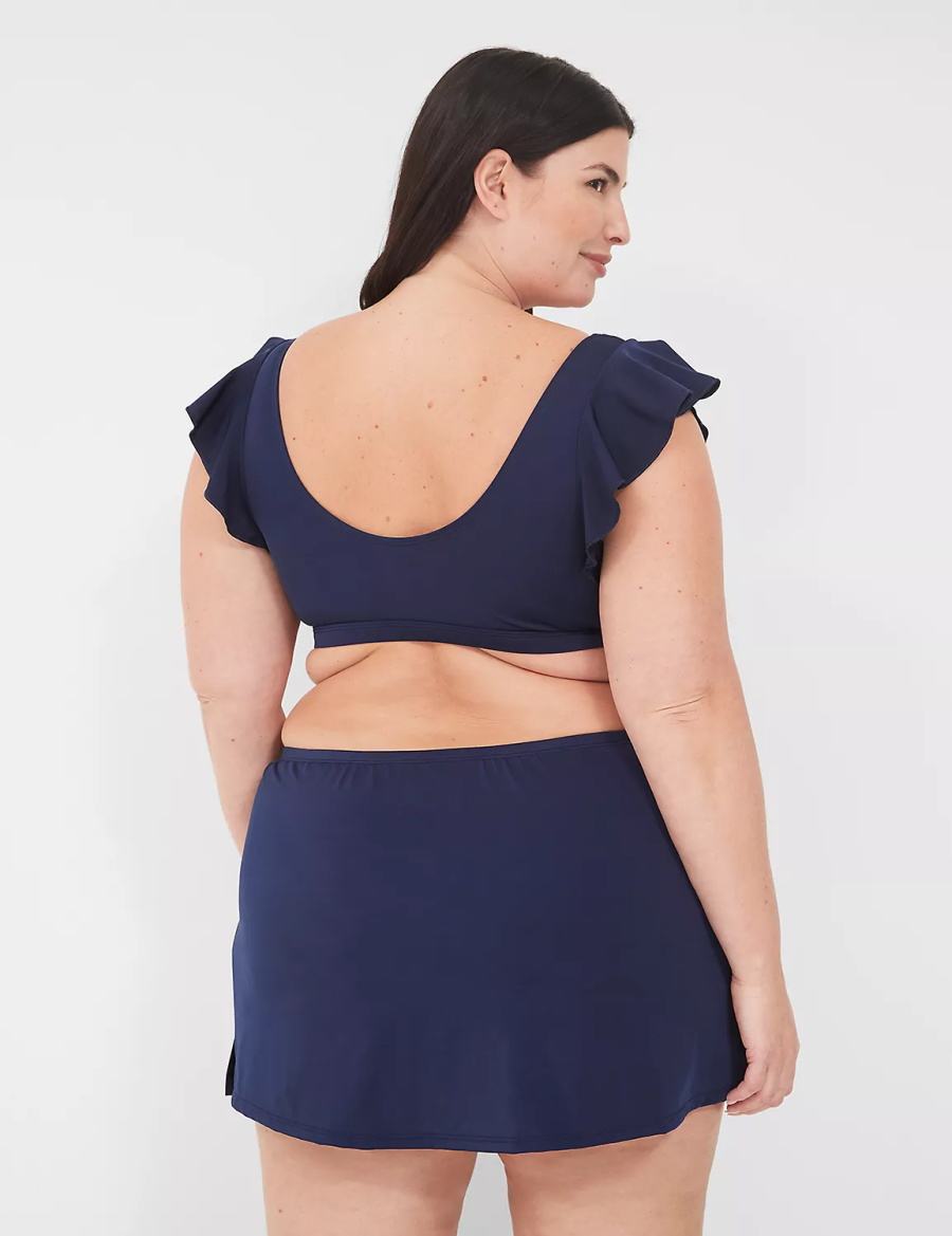 Μπικινι Τοπ γυναικεια Lane Bryant No-Wire Flutter-Sleeve μπλε | HJO1968TQ