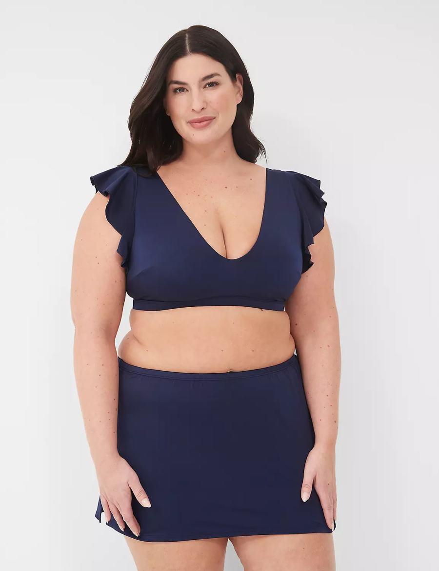 Μπικινι Τοπ γυναικεια Lane Bryant No-Wire Flutter-Sleeve μπλε | HJO1968TQ