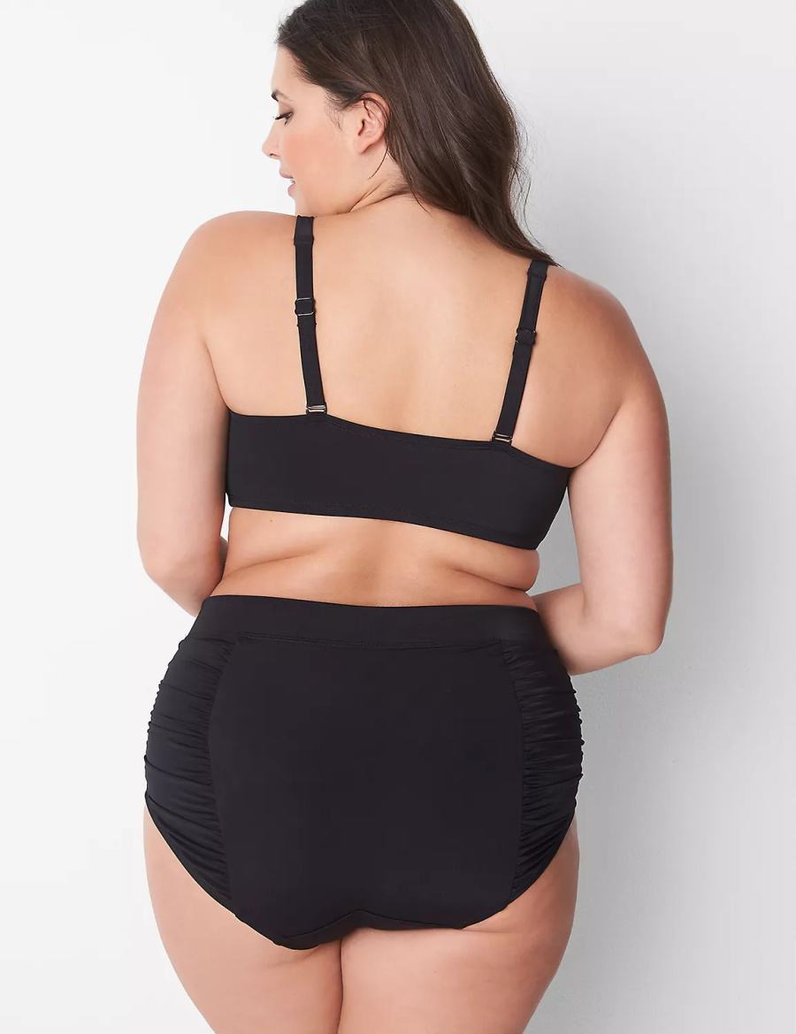 Μπικινι Τοπ γυναικεια Lane Bryant No-Wire Ruched Swim μαυρα | VBY8559OA