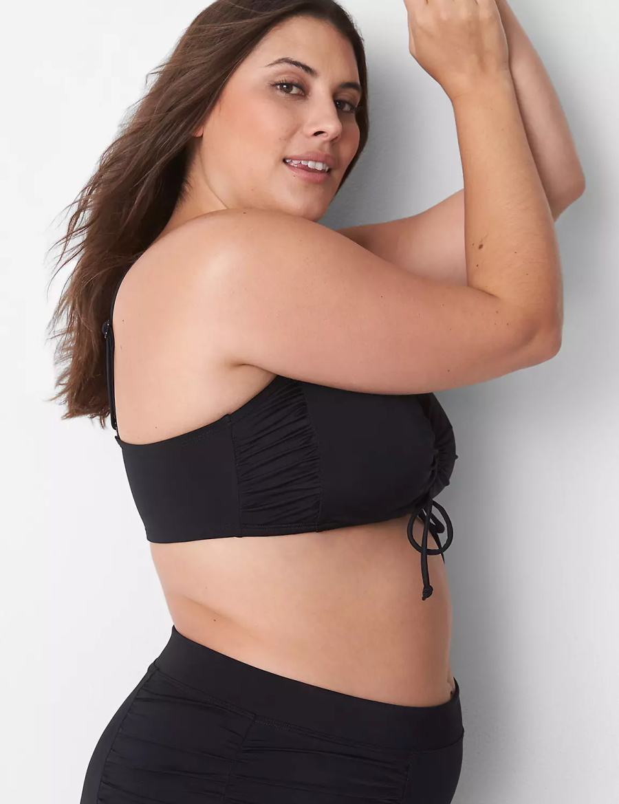 Μπικινι Τοπ γυναικεια Lane Bryant No-Wire Ruched Swim μαυρα | VBY8559OA