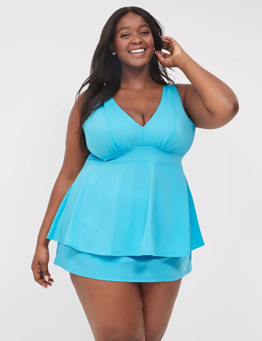 Μπικινι Τοπ γυναικεια Lane Bryant No-Wire Swing Tankini μπλε | UQY8920EI