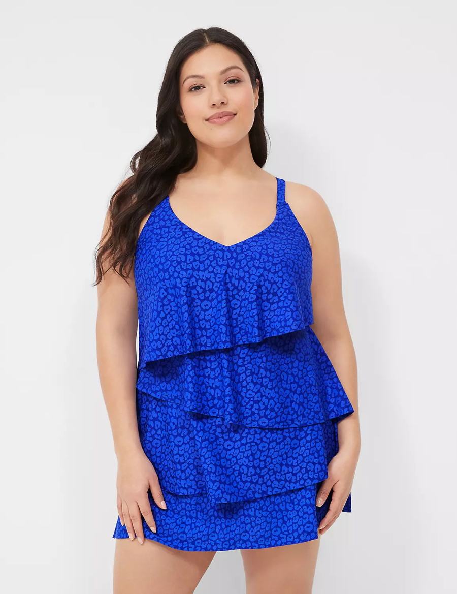 Μπικινι Τοπ γυναικεια Lane Bryant No-Wire Three-Tier Tankini μπλε | NOC2942LY