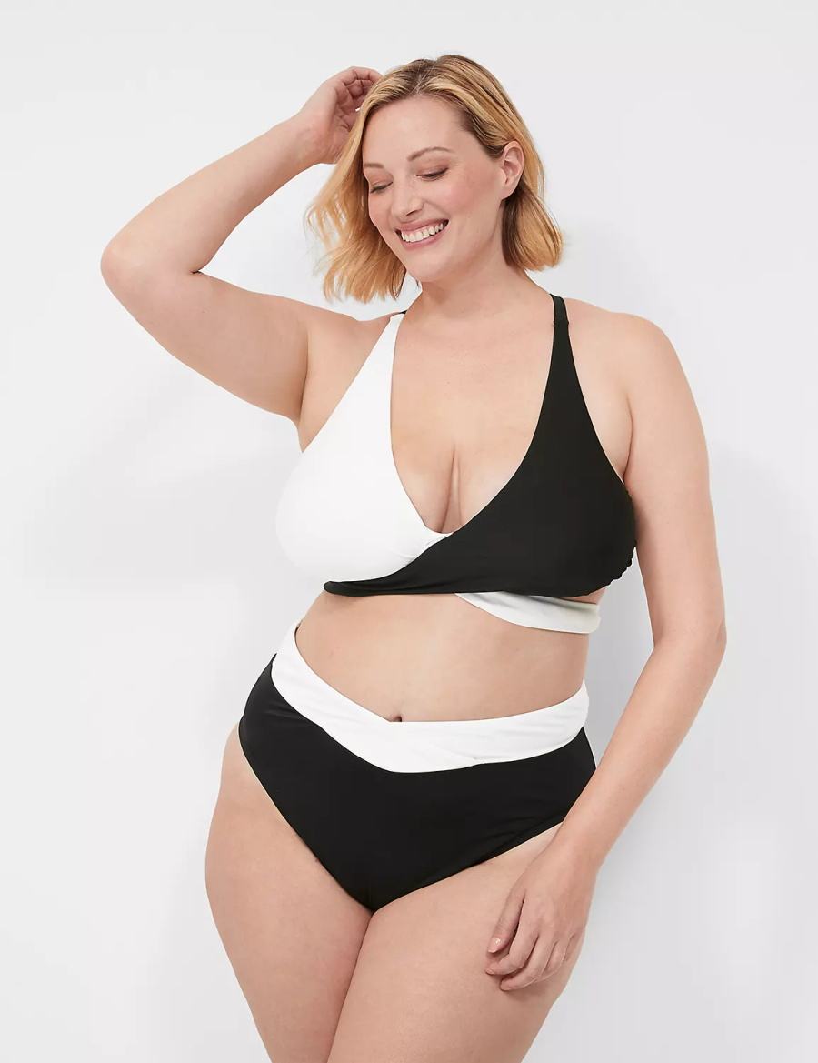 Μπικινι Τοπ γυναικεια Lane Bryant No-Wire Tie-Back μαυρα | ERM224CN