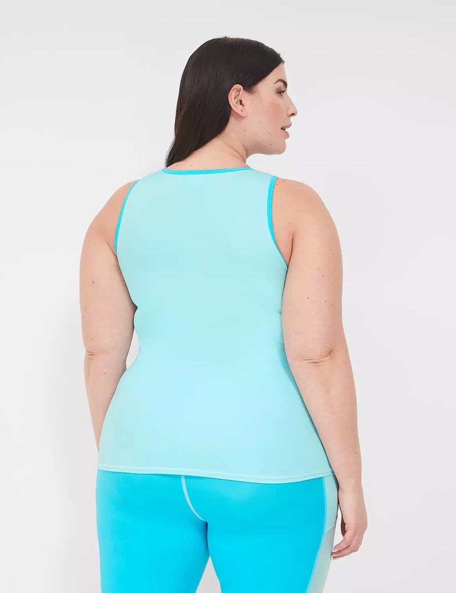 Μπικινι Τοπ γυναικεια Lane Bryant No-Wire Zip-Front Tankini μπλε | XOZ1074GC