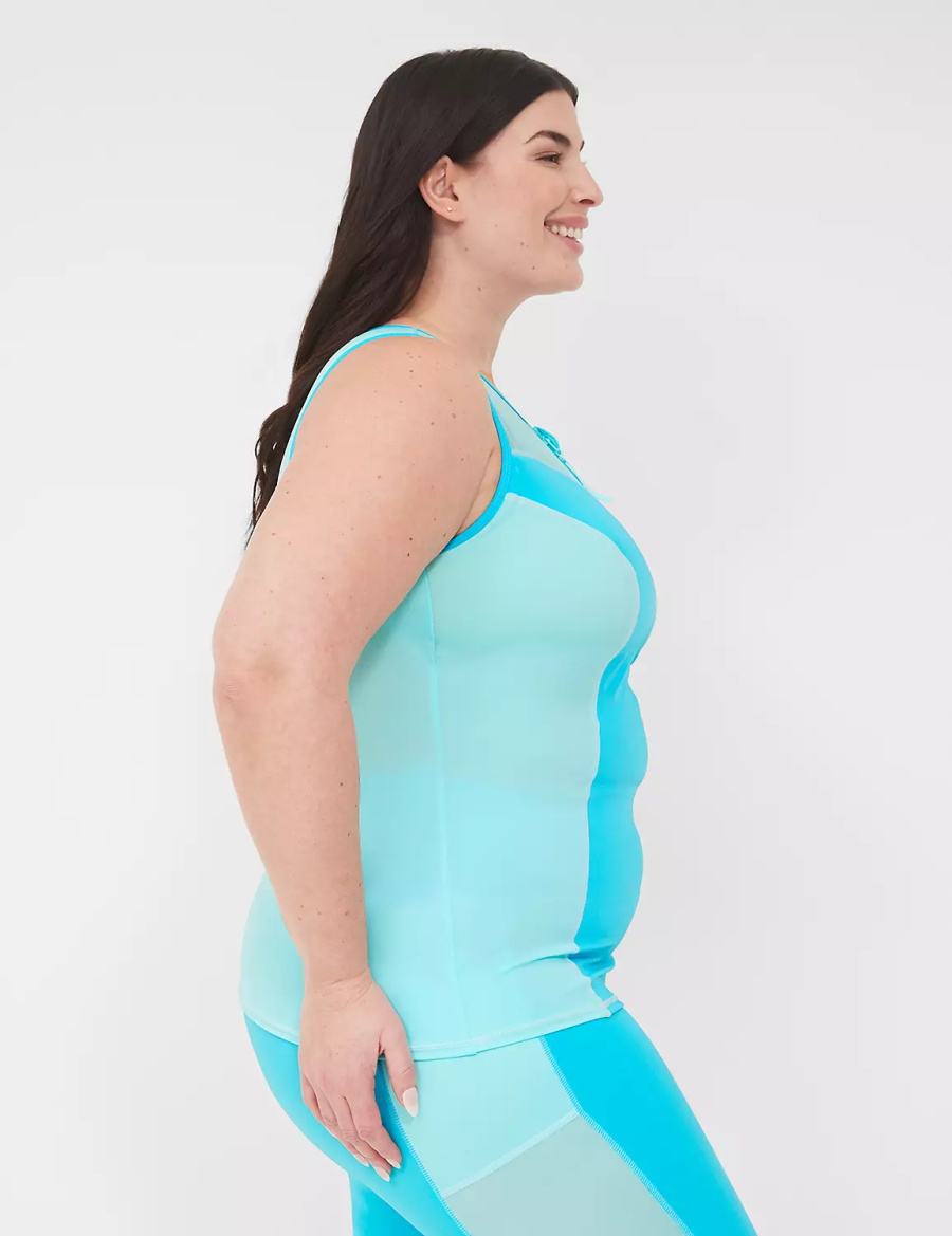 Μπικινι Τοπ γυναικεια Lane Bryant No-Wire Zip-Front Tankini μπλε | XOZ1074GC