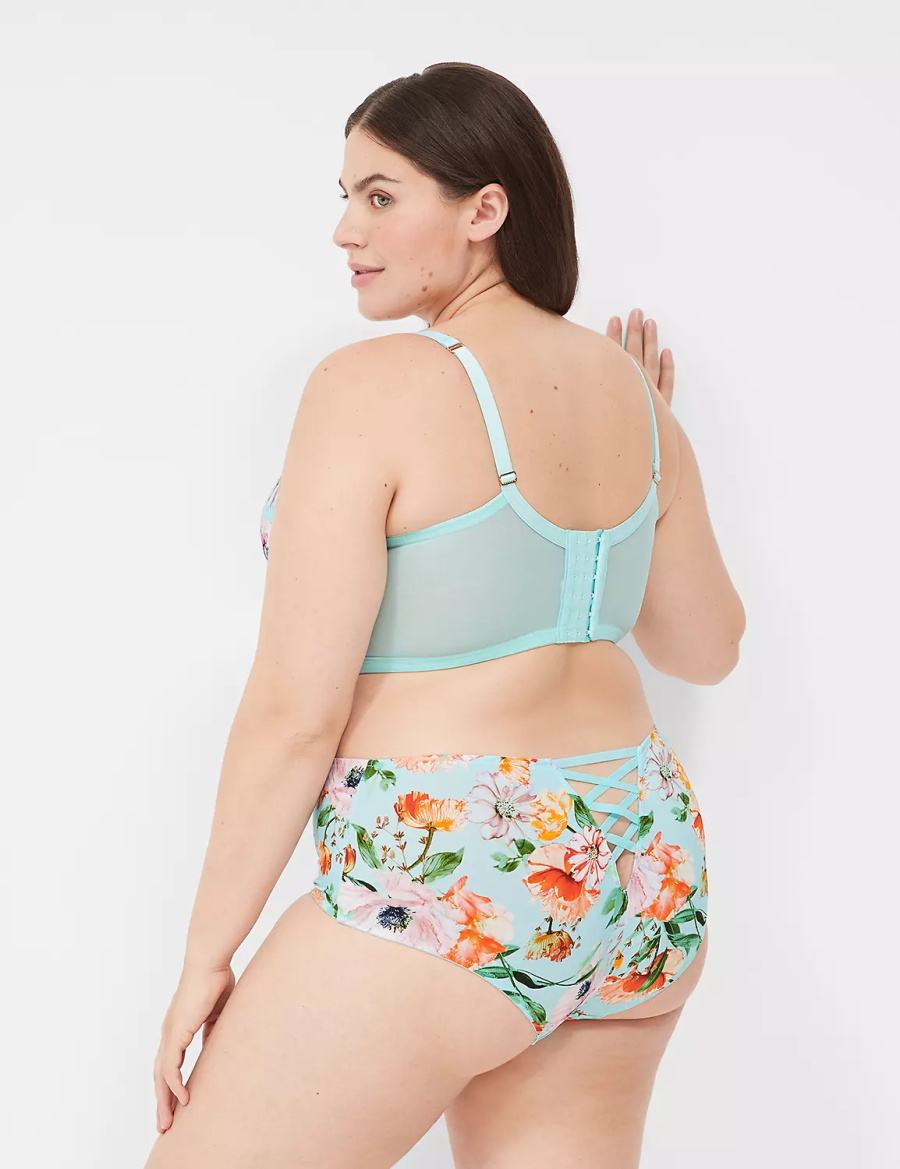 Αναιδή Κιλότα γυναικεια Lane Bryant Printed Lace-Trim Brief τυρκουάζ | VKH6816LO