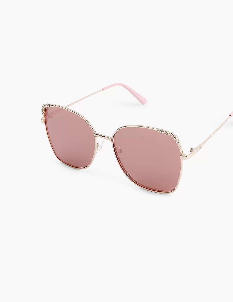 Γυαλια Ηλιου γυναικεια Lane Bryant Rose Goldtone & Bling Butterfly Aviator ροζ χρυσο χρωμα | DYO8550WQ