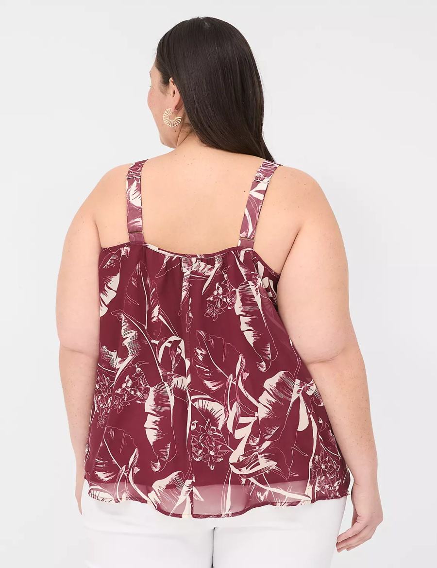 Μπλουζακια Αμανικα γυναικεια Lane Bryant Scoop-Neck Cami μπορντο | BHP6713DK