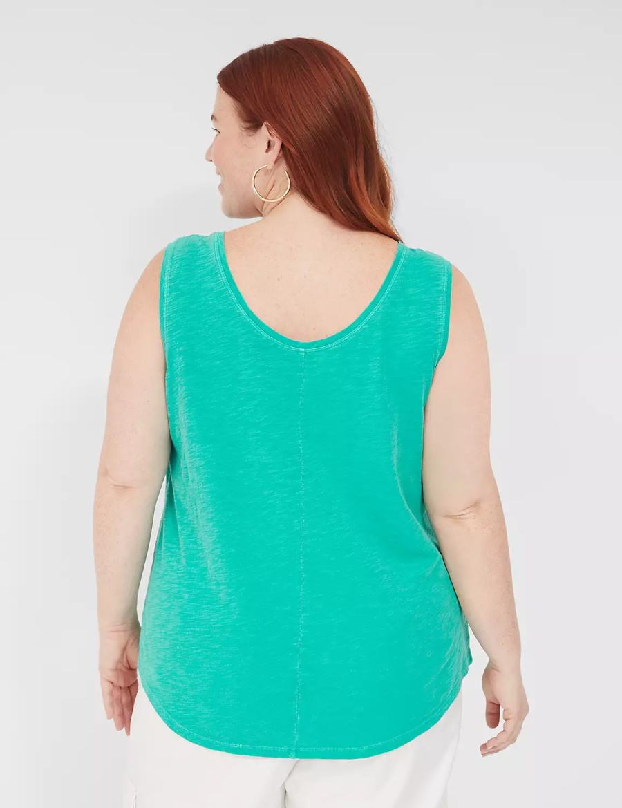 Μπλουζακια Αμανικα γυναικεια Lane Bryant Scoop-Neck τυρκουάζ | KHO3310EC