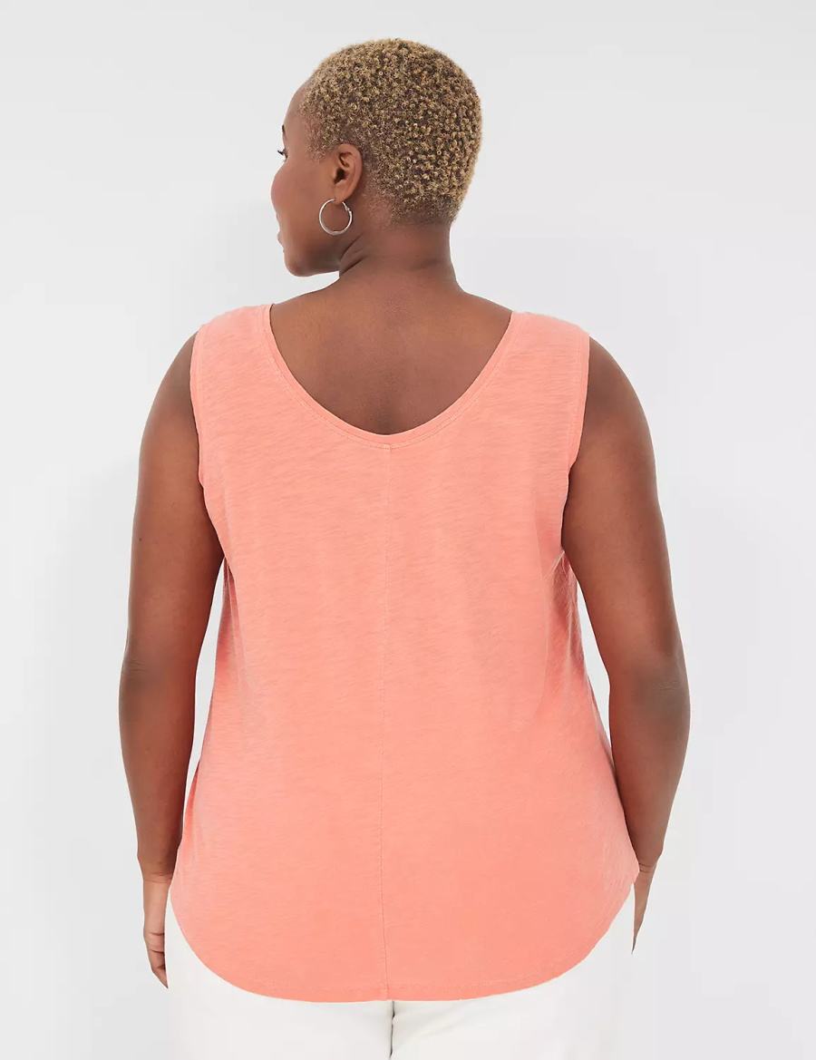 Μπλουζακια Αμανικα γυναικεια Lane Bryant Scoop-Neck κοραλι | SLU1675YG