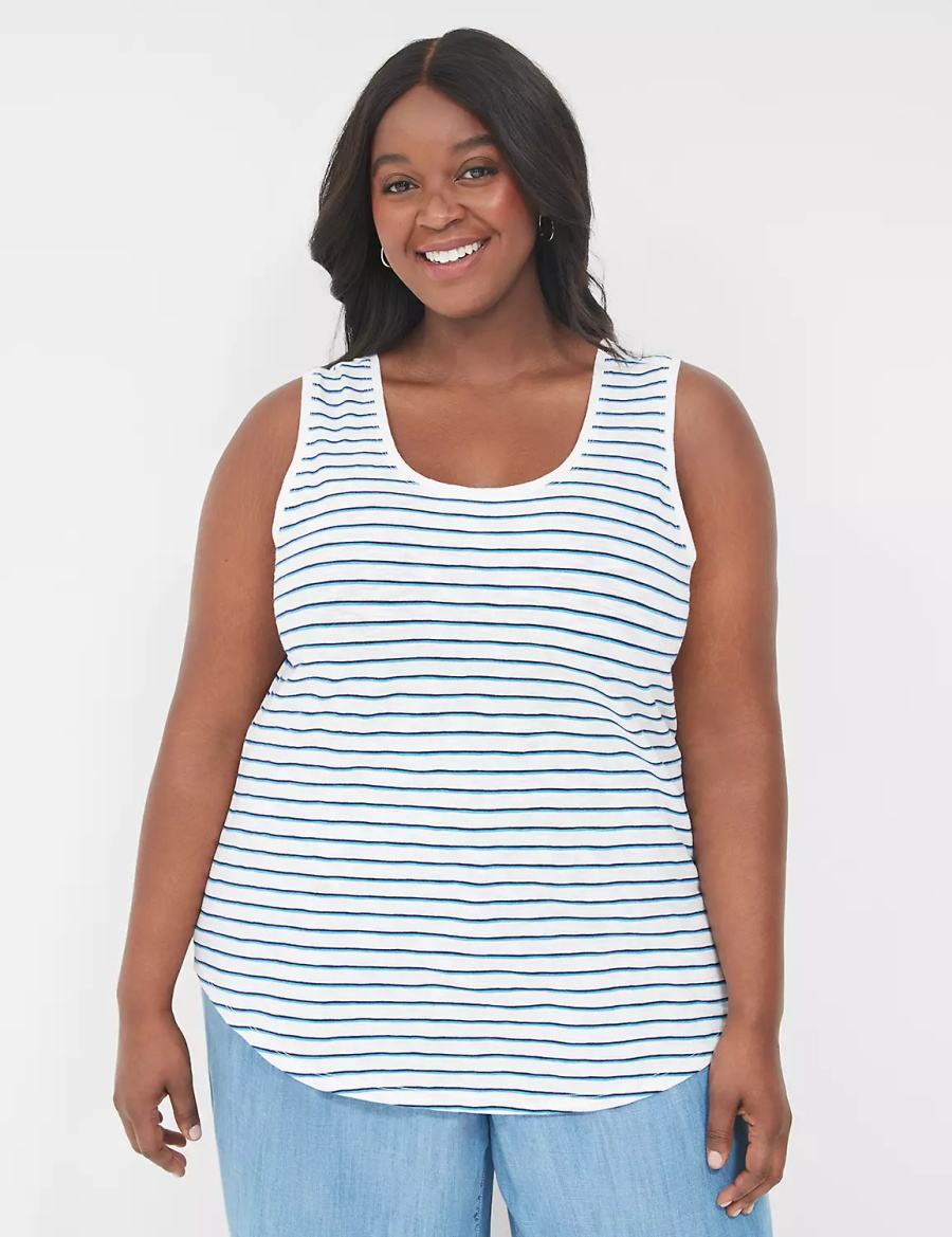 Μπλουζακια Αμανικα γυναικεια Lane Bryant Scoop-Neck μπλε σκουρο μπλε | HLX3924EC