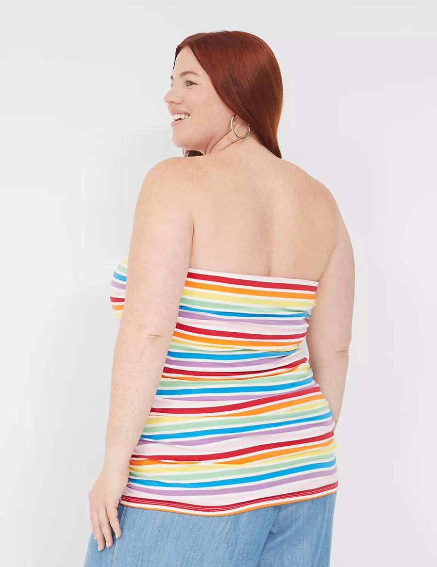 Μπλουζακια Αμανικα γυναικεια Lane Bryant Side-Ruched Tube Top With Shelf-Bra Πολύχρωμο | VTJ7742KG