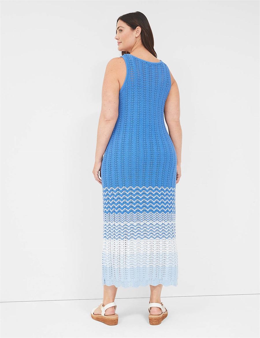 Πλεκτό Φόρεμα γυναικεια Lane Bryant Sleeveless Scoop-Neck Midi Sweater μπλε | FXS3175CY